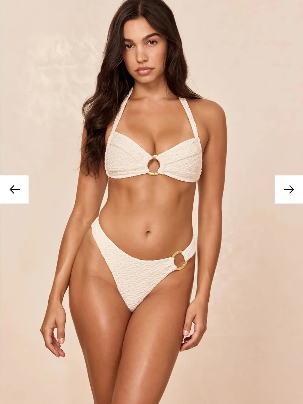 Monday Swimwear Cream Textured Ring-Side Bikini Bottoms New with tags